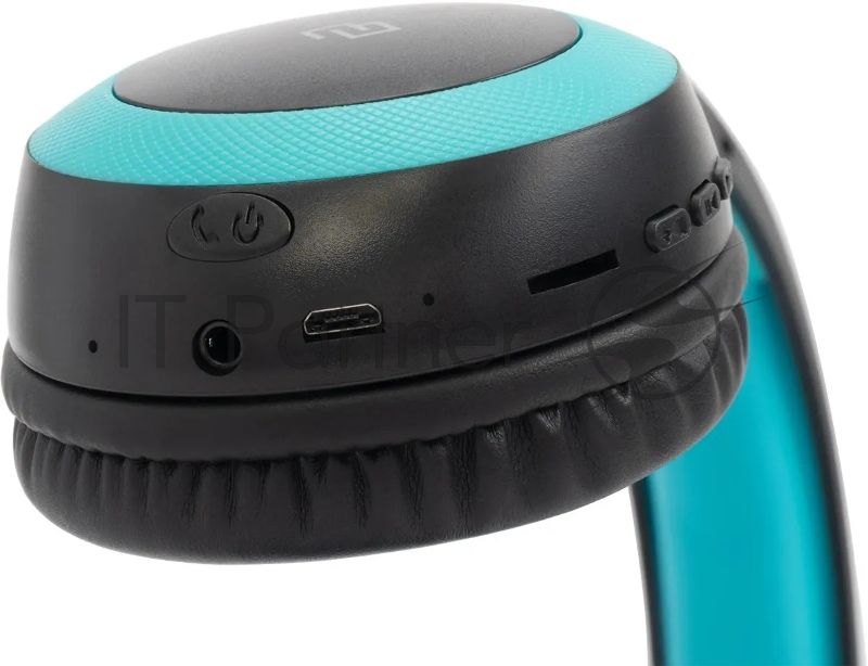 Гарнитура накладные Digma BT-15 черный/голубой беспроводные bluetooth оголовье