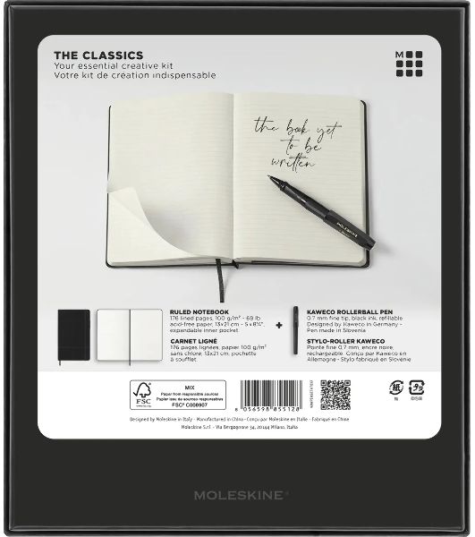 Набор Moleskine блокнот/ручка блокнот: Classic Large линейка черный