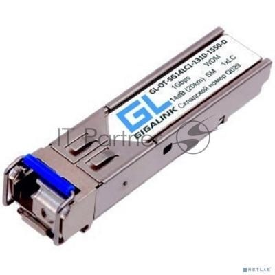 Сетевое оборудование GIGALINK GL-OT-SG14LC1-1550-1310-D Модуль SFP, WDM, 1Гбит/c, одно волокно SM, LC, Tx:1550/Rx:1310 нм, DDM, 14 дБ (до 20 км)