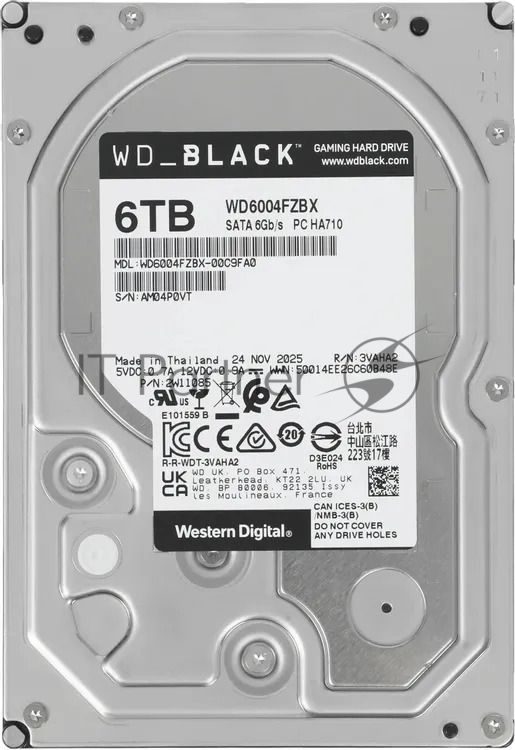 Жесткий диск WD SATA-III 6TB WD6004FZBX Desktop Black (7200rpm) 256Mb 3.5"