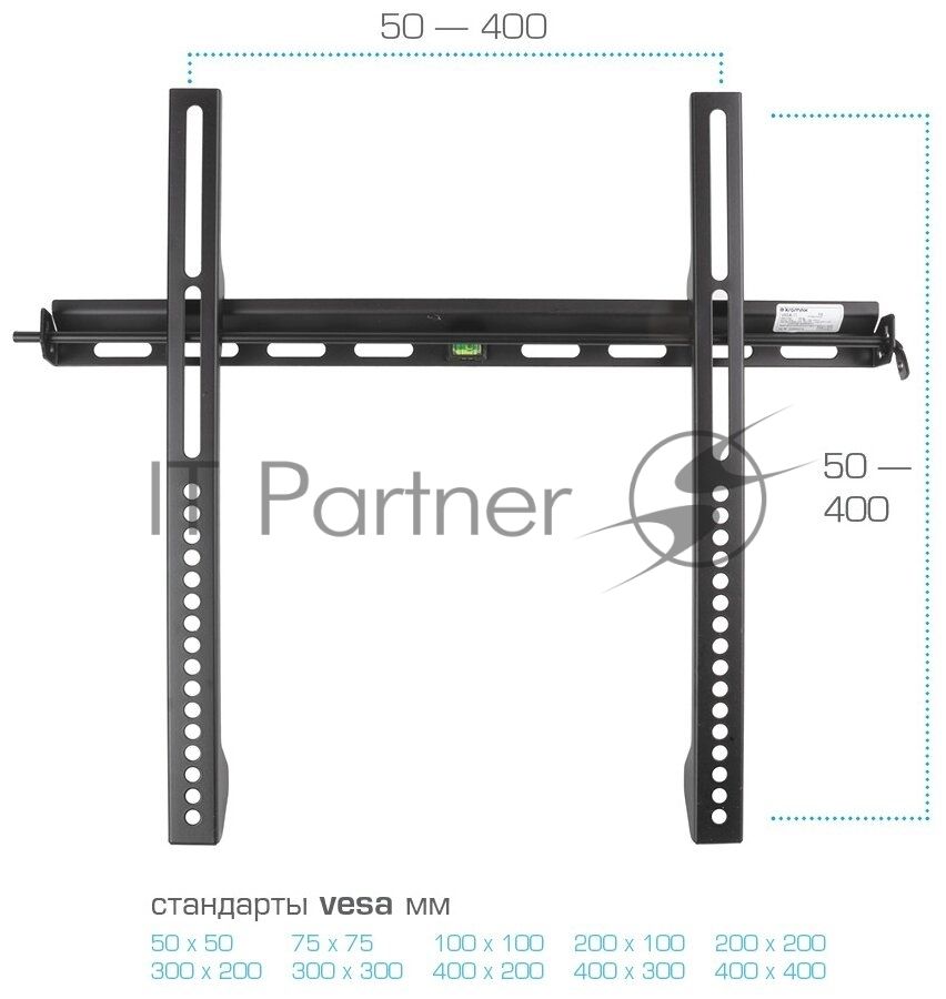 Кронштейн для телевизора Kromax VEGA-11 черный 22"-65" макс.50кг настенный фиксированный