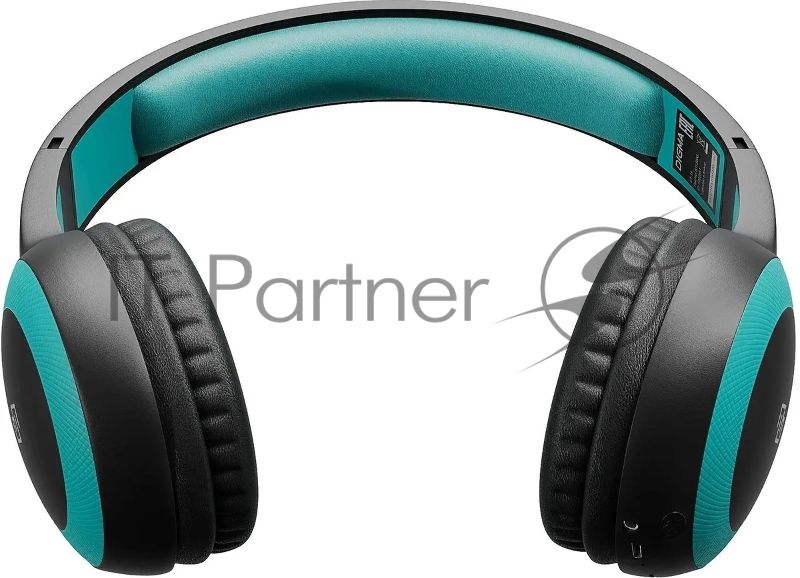Гарнитура накладные Digma BT-15 черный/голубой беспроводные bluetooth оголовье