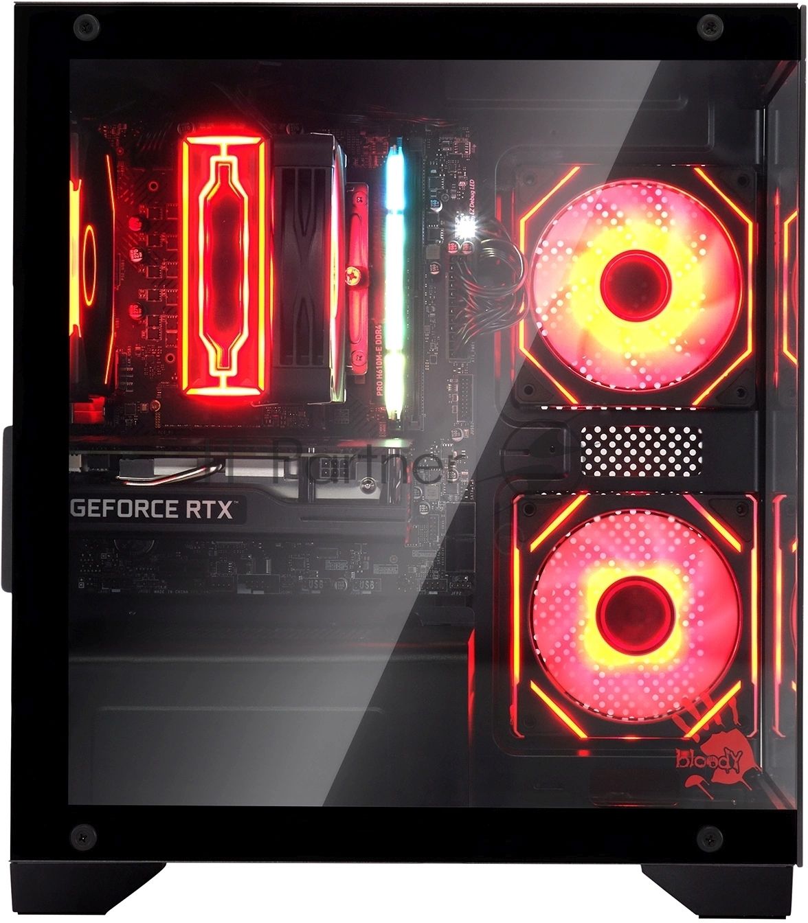 Компьютерный корпус Bloody BD-CC103 черный без БП mATX 7x120мм 1xUSB 2.0 1xUSB 3.0 audio bott PSU