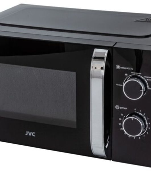 Микроволновая печь JVC JK-MW146M черный/серебристый, 20 л, 700 Вт, переключатели - поворотный механизм