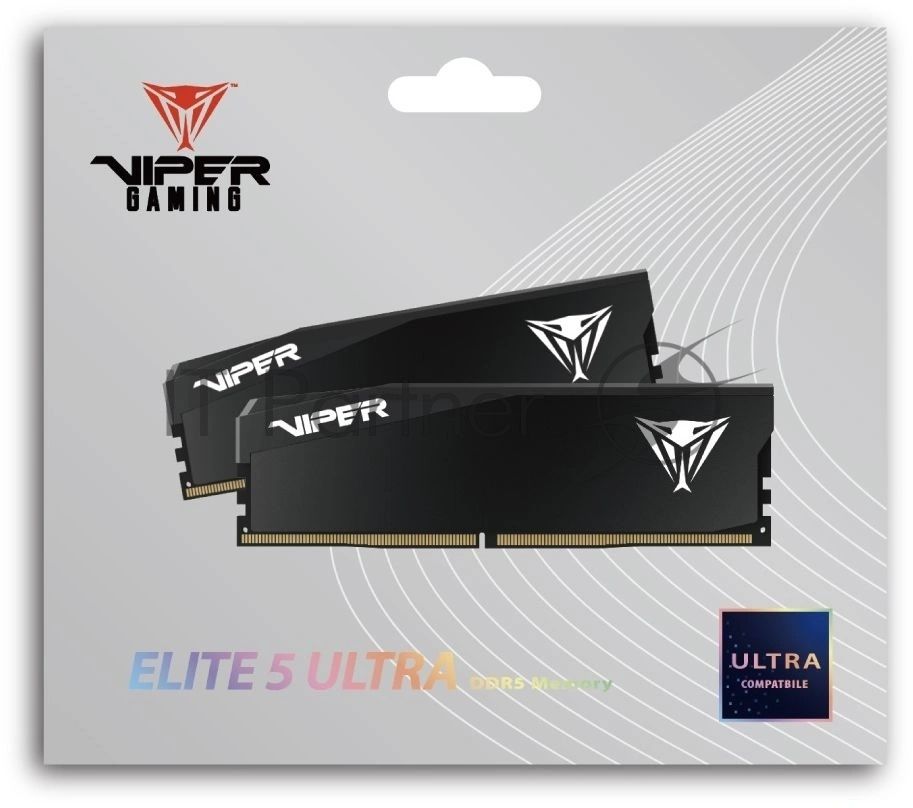 Оперативная память Patriot Viper Elite 5 Ultra, DDR5, 32GB (2x16GB), 6000 MHz, CL28, с радиатором, чёрный