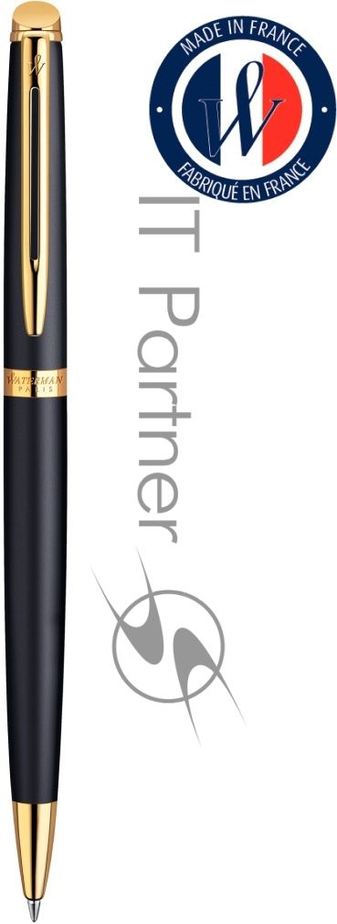 Ручка шариковая Waterman Hemisphere (CWS0920770) Matte Black GT M, синие чернила, подарочная коробка