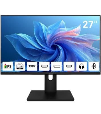 Монитор 27" Aiwa MQ271A IPS 2560x1440, 100 Гц, 4 мс, 16:9, 300 кд/м², HDMI 2.0, DP 1.2, USB-C (15 Вт), 3.5 Jack, динамики (2x3 Вт), FreeSync, G-Sync, черный