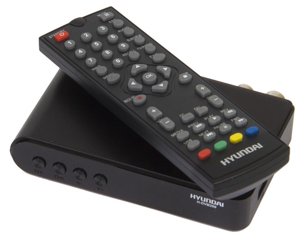 Приставка для цифрового ТВ Hyundai H-DVB200 черный, DVB-T2, DVB-T, DVB-C, HDMI, USB 2.0