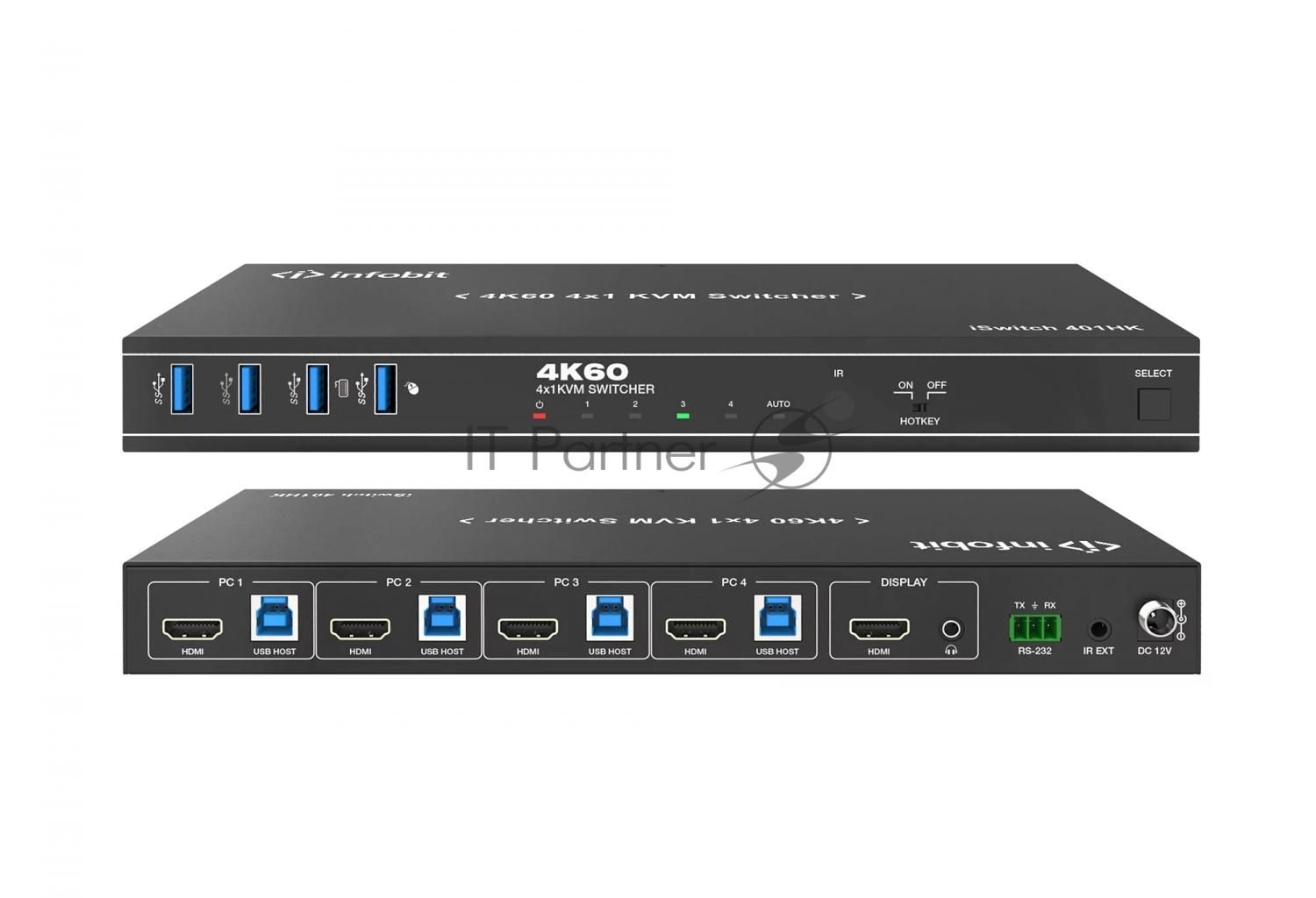 Коммутатор Infobit iSwitch 401HK 4K60 HDMI 4x1 KVM Switcher