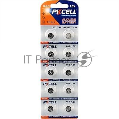Щелочной/алкалиновый элемент питания PKCELL AG3-10B тип - LR41(AG3) 10 шт в блистере