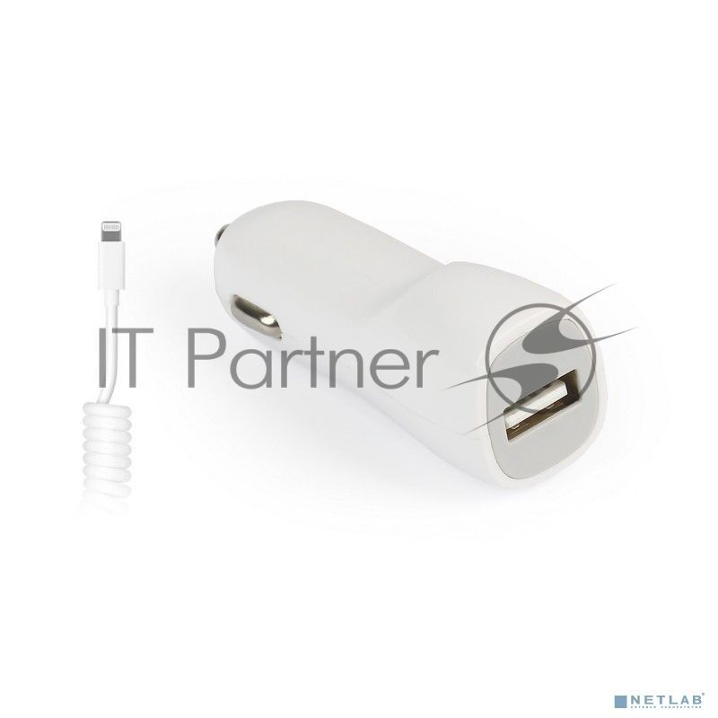 Автомобильное ЗУ SmartBuy® NITRO, вых.ток 1А, 1USB + витой кабель 8pin для 5/5S/5C/6/6S/SE, белое
