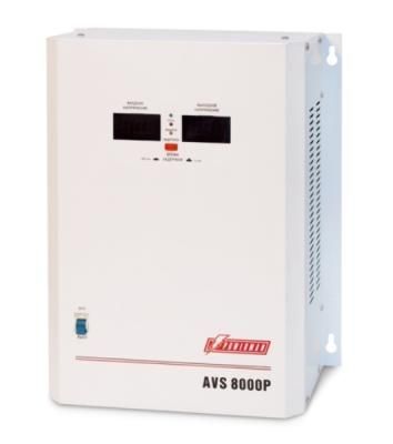 Стабилизатор POWERMAN AVS 8000P, ступенчатый регулятор, цифровые индикаторы уровней напряжения, 8000ВА, 110-260В, максимальный входной ток 50А, клеммная колодка, IP-20, навесной, 380мм х 310мм х 160мм, 14кг. Stabilizer POWERMAN AVS 8000P, step-type regula