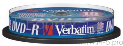 Диск DVD-R Verbatim 4.7Gb 16x Cake Box (10шт) (43523)