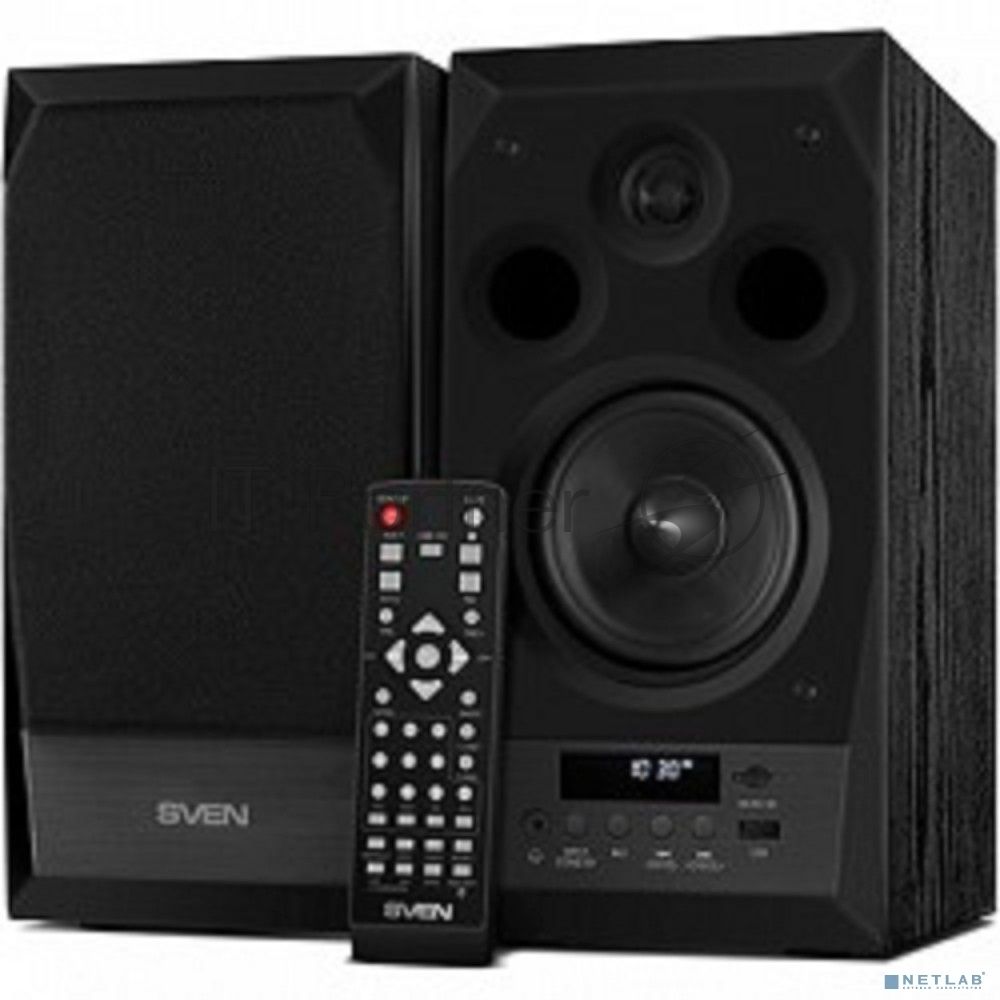 Акустическая система 2.0 SVEN MC-10, чёрный, мощность 2x25Вт (RMS), FM-тюнер, USB/microSD, дисплей, пульт ДУ, Bluetooth SVEN MC-10, чёрный, акустическая система 2.0, мощность 2x25Вт (RMS), FM-тюнер, USB/microSD, дисплей, пульт ДУ, Bluetooth