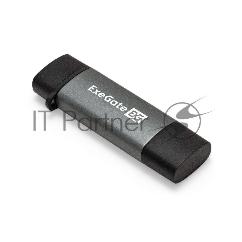 Кард-ридер ExeGate CR-201CA/серый/SDXC/SDHC/SD/microSDXC/microSDHC/microSD/USB Type-A/Type-C/алюминий
