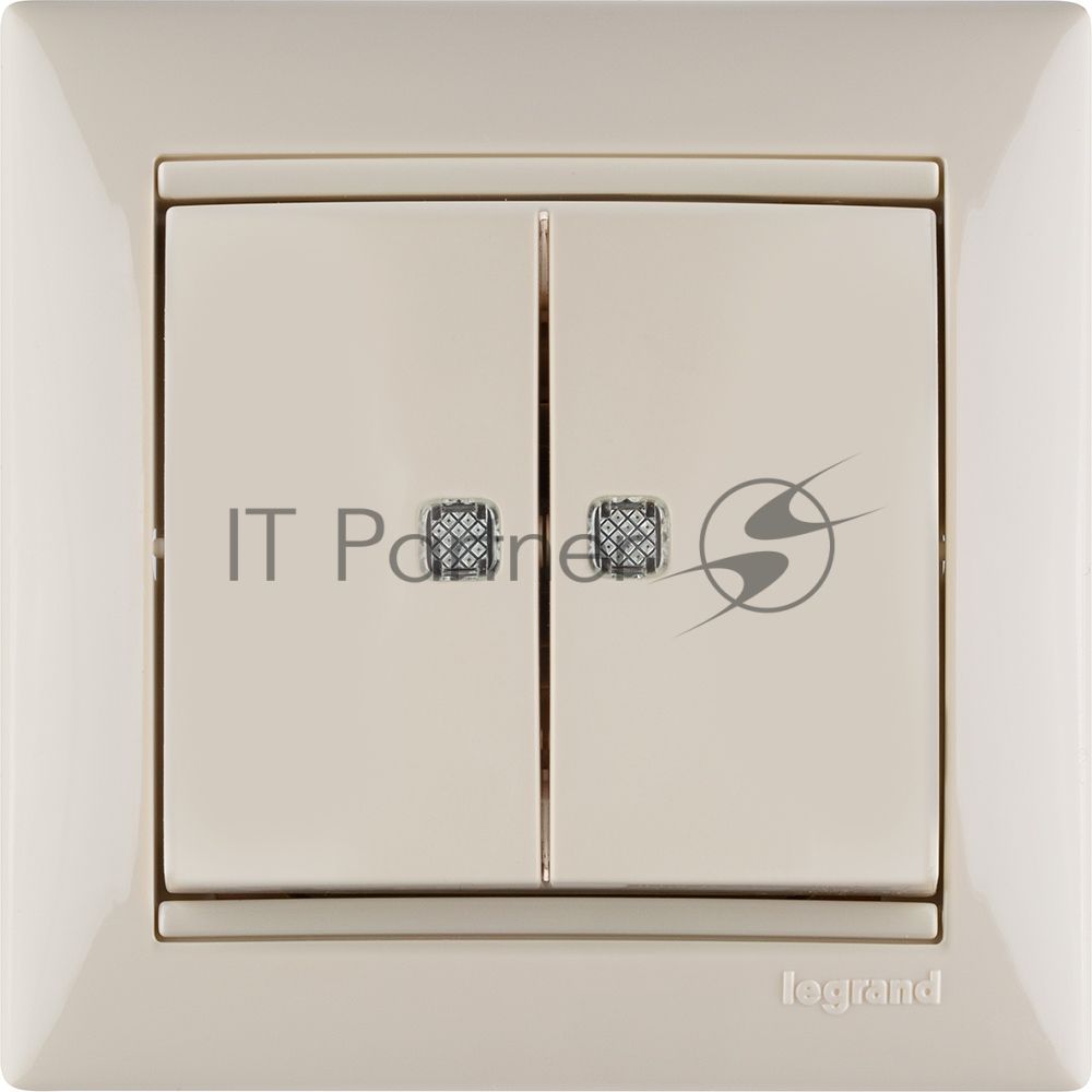 Выключатель двухклавишный Legrand Valena 774328 с подсветкой, крем