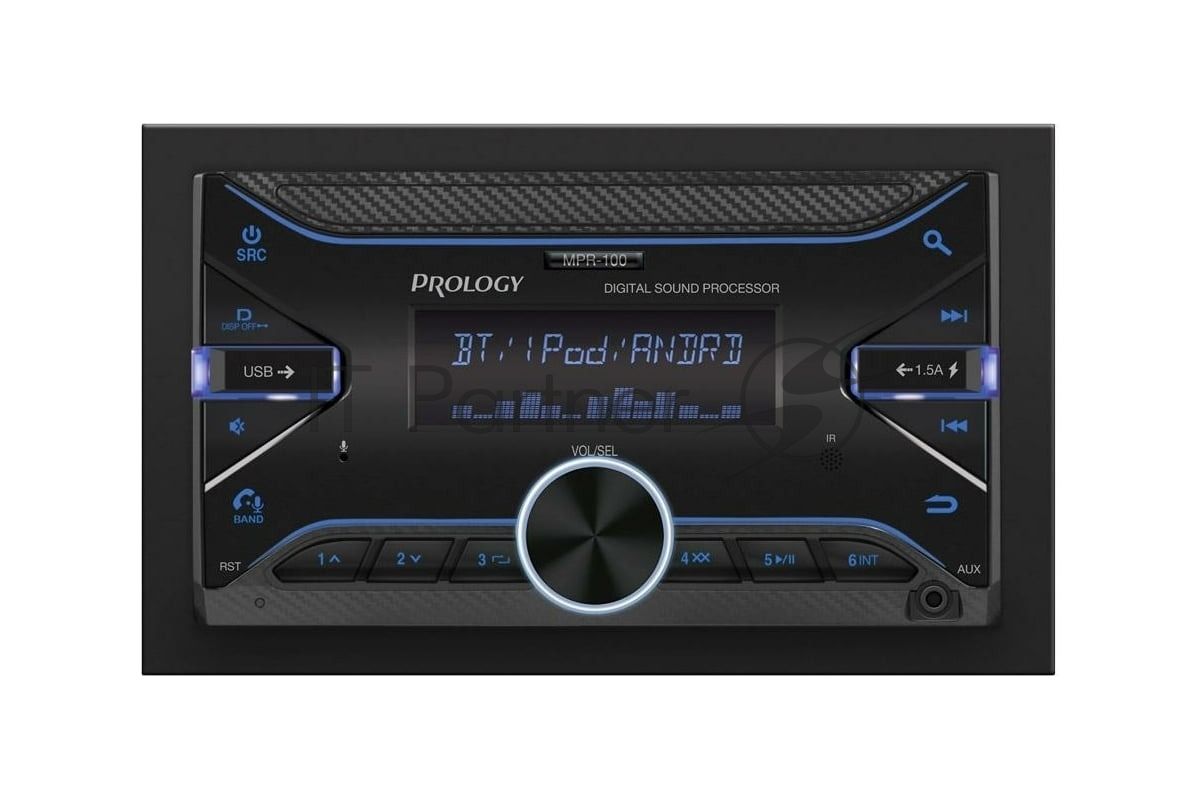 Автомагнитола Prology MPR-100, 2 DIN, Bluetooth, USB Type-A, AUX, пульт ДУ