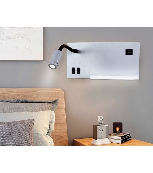 Настенный светодиодный светильник Ambrella light FW292 GR/BK серый/черный LED 4200K 5W+3W 260*150*110