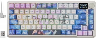 Клавиатура Redragon Flekact Pro гибридная, USB Type-A, Bluetooth, радиоканал, фиолетовый