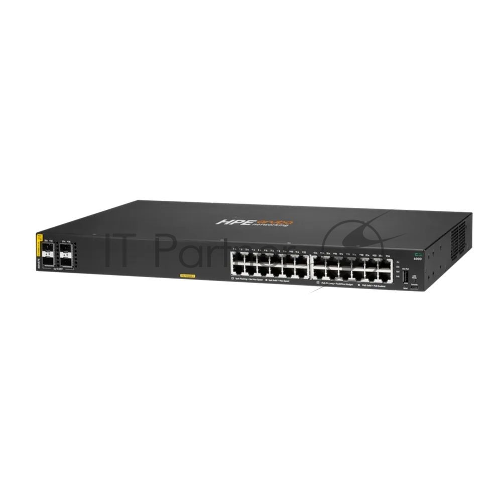 Коммутатор HPE Aruba Networking CX 6000 24G Class4 PoE 4SFP 370W, 24×1 Гбит/с PoE+ + 4×1 Гбит/с SFP, управляемый