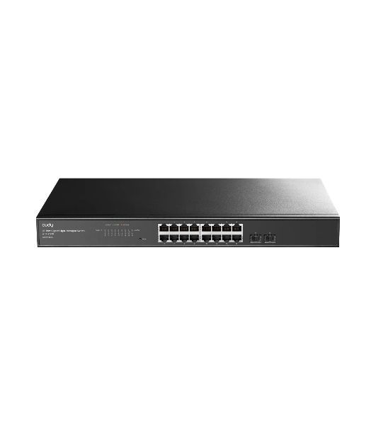 Коммутатор CUDY GS1016ES2, 16×1 Гбит/с + 2×1 Гбит/с SFP, настраиваемый