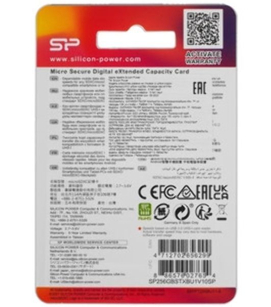 Флеш карта microSDXC 256Gb Class10 Silicon Power SP256GbSTXBV1V20 Elite w/o adapter