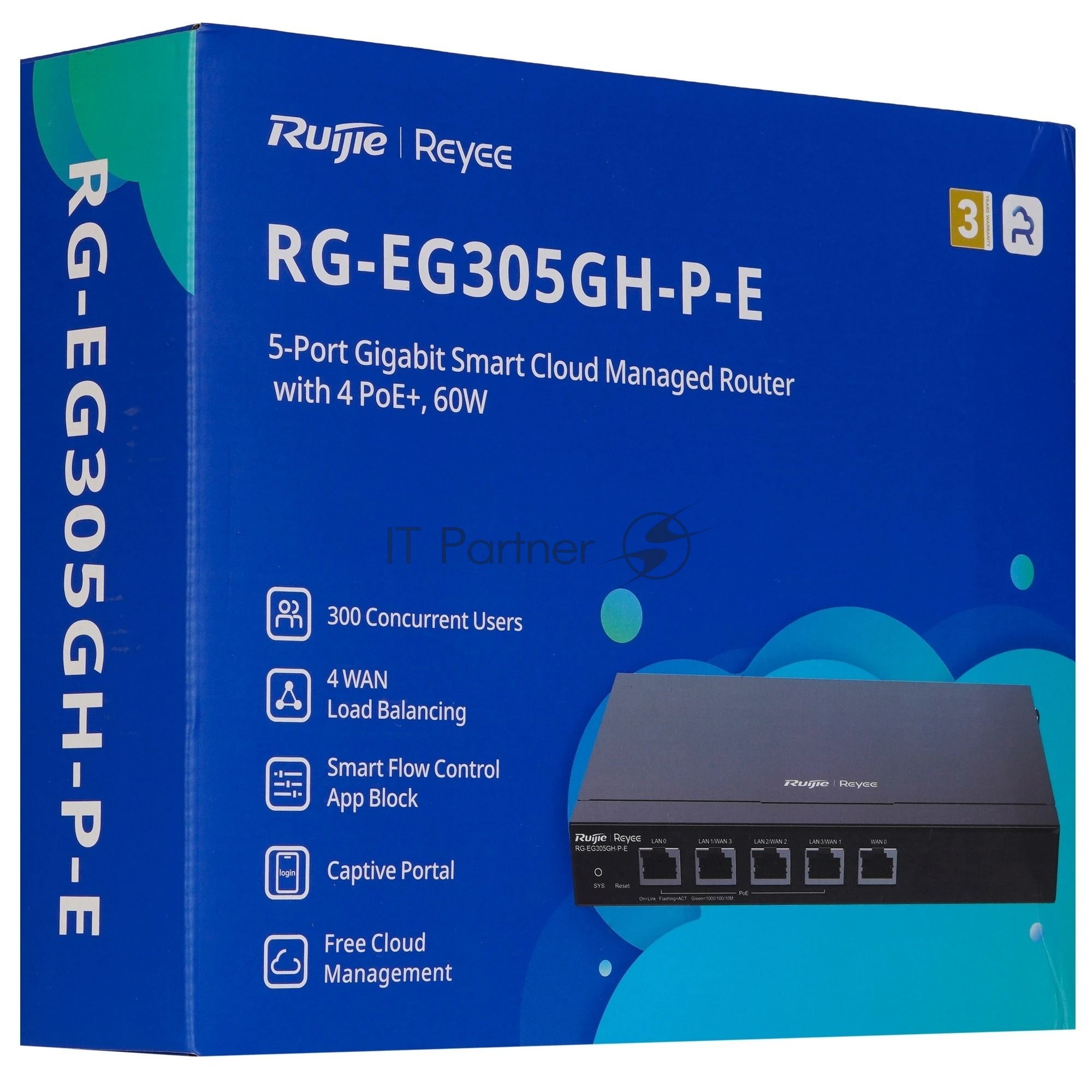 Маршрутизатор Ruijie Reyee RG-EG305GH-P-E, 4×1 Гбит/с PoE + 1×1000 Мбит/с Uplink, управляемый
