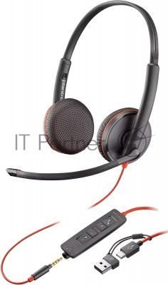 Гарнитура Plantronics Poly Blackwire 3225 чёрный, проводная, USB