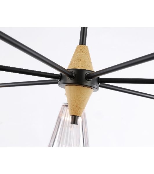 Люстра Ambrella light LH58116/7 BK/LW/SM черный/светлое дерево/дымчатый E14*7 max 40W D750*390