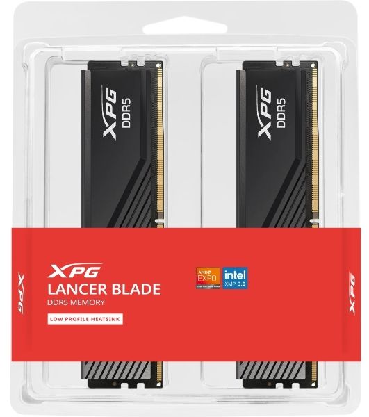 Оперативная память ADATA Lancer Blade, DDR5, 64GB (2x32GB), 5600 MHz, CL46, с радиатором, черный