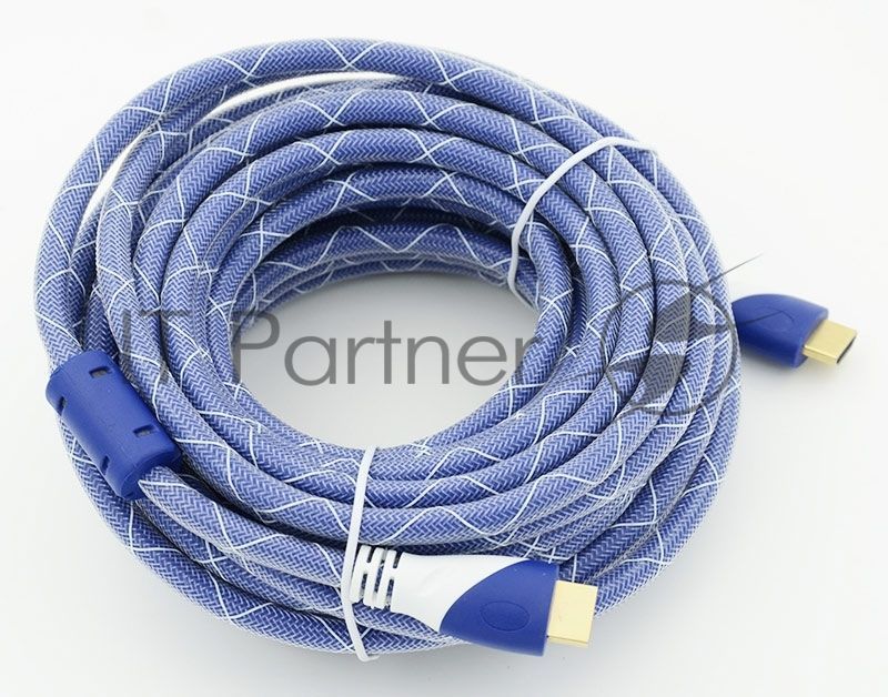 Кабель HDMI Ver.1.4 Blue/белый jack HDMI19 (m)/HDMI19 (m) 10м феррит.кольца позолоченные контакты