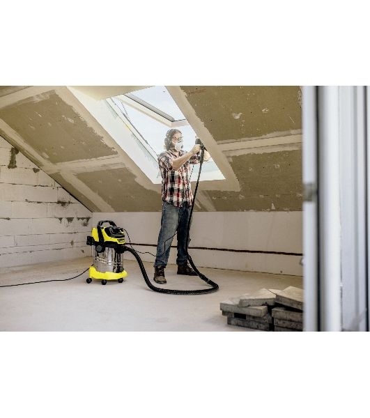 Строительный пылесос Karcher WD 6 P S V-30/6/22/T желтый, 1300 Вт, уборка сухая/сбор воды, пылесборник мешок/контейнер, 30 л