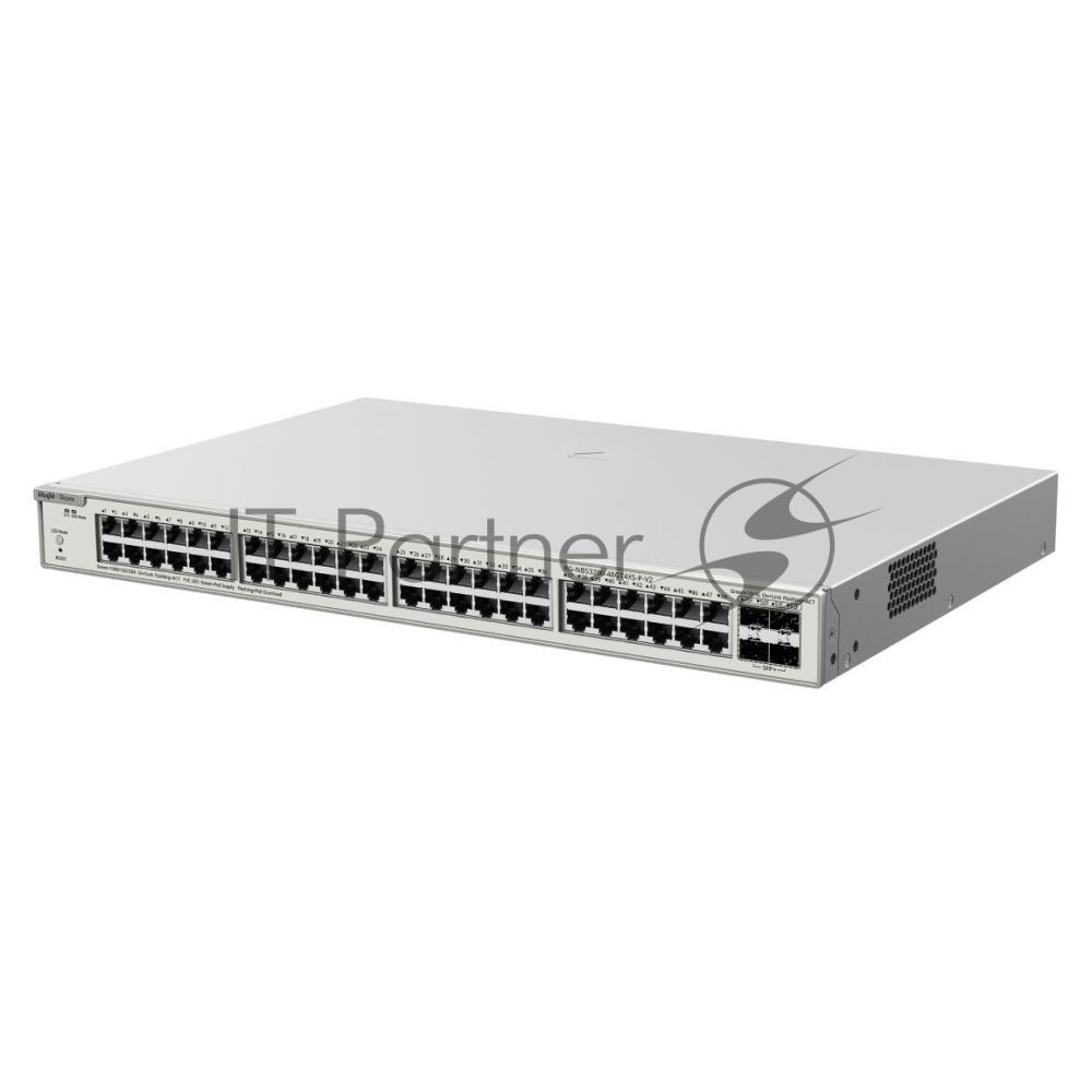Коммутатор Ruijie Reyee RG-NBS3200-48GT4XS-P-V2, 48×1 Гбит/с PoE + 4×10 Гбит/с SFP+ Uplink, управляемый