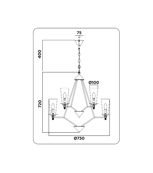 Светильник Ambrella light TR3238/6+3 BK черный E14/9 max 40W D730*720