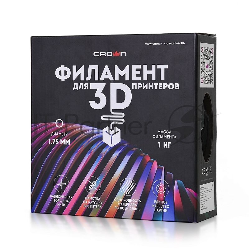 Филамент Crown Micro CM-FILPETG015W PETG 1.75 1кг белый