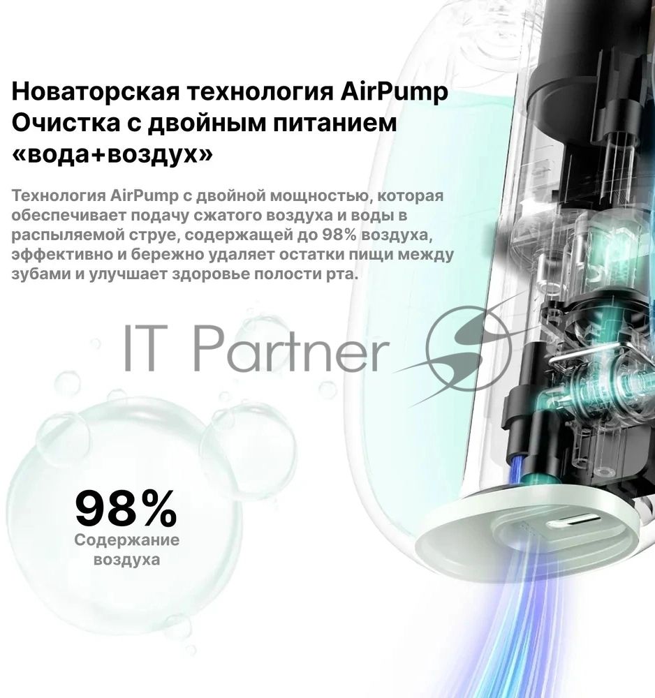 Ирригатор Oclean AirPump A10 W7602 серый, от аккумулятора, 45 мл, 3 режима