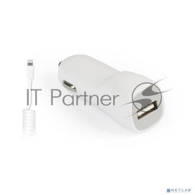 Автомобильное ЗУ SmartBuy® NITRO, вых.ток 1А, 1USB + витой кабель 8pin для 5/5S/5C/6/6S/SE, белое