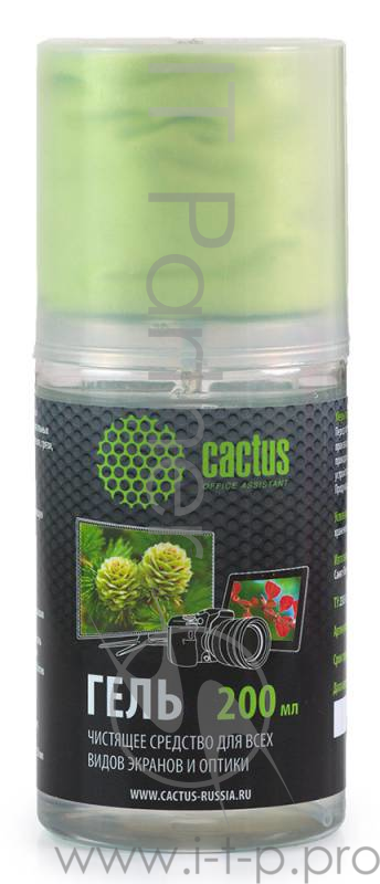 Чистящий набор Cactus CS-S3004 гель 200 мл + салфетка из микрофибры для экранов 200x230 мм