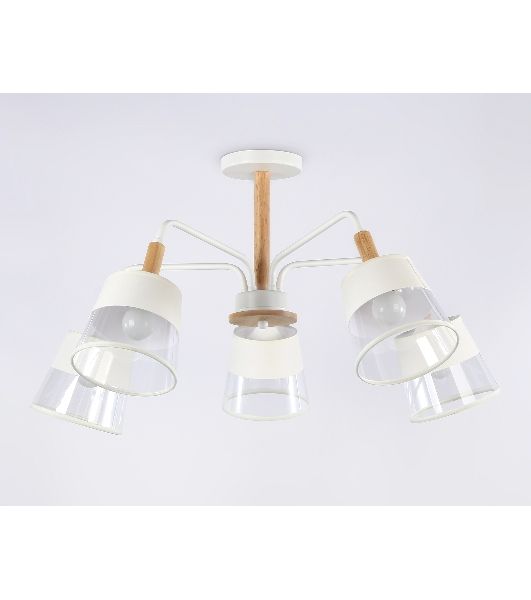 Светильник Ambrella light TR4738/5 WH/LW белый/светлое дерево E27/5 max 40W D760*350