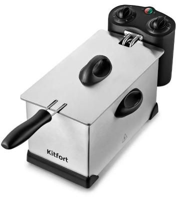 Фритюрница Kitfort KT-4052 серебристый/чёрный, 2000 Вт, 3 л, 0.5 кг, съёмная чаша Фритюрница Kitfort KT-4052 серебристый/чёрный, 2000 Вт, 3 л, 0.5 кг, съёмная чаша
