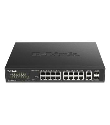 Коммутатор D-Link DES-1018MPV2, 16×100 Мбит/с + 2×1 Гбит/с Combo, неуправляемый