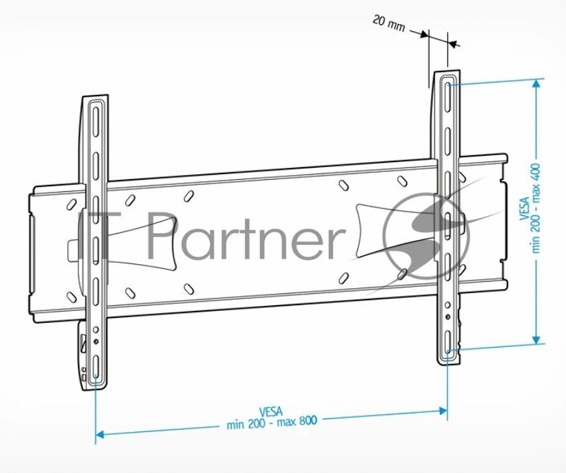 Кронштейн для телевизора Holder PFS-4017 черный 32"-60" макс. 40кг настенный фиксированный