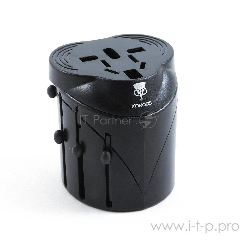 Переходник Konoos Универсальный сетевой переходник для путешествий WTA-1, вилки/розетки EU,US,RU