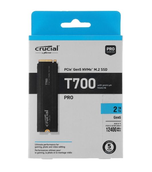 Накопитель SSD Crucial T700 2Tb PCIe Gen5 NVMe M.2 SSD with heatsink CT2000T700SSD5