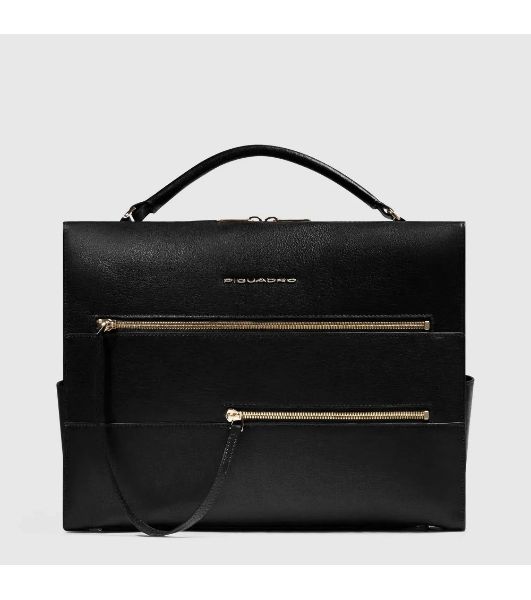 Деловая сумка Piquadro Patricia CA6774W140/N с отделением для ноутбука 14" черная натур.кожа