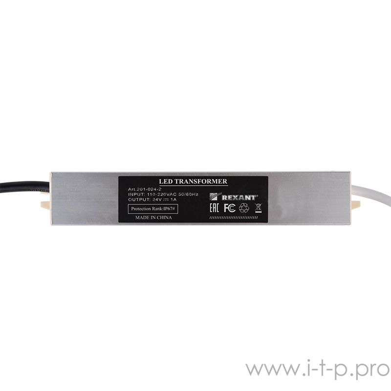 Источник питания Rexant тонкий 220 V AC/24 V DC 1 А 24 W с проводами, влагозащищенный (IP67)