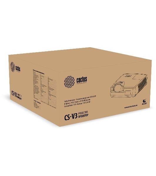 Проектор Cactus Bright CS-V3.B 3LCD 4000Lm ANSI (1280x800) 30000:1 ресурс лампы:10000часов 1xUSB typeA 1xUSB typeB 2xHDMI 4кг