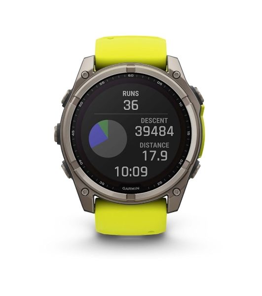 Умные часы Garmin Fenix 8 Solar Sapphire, 1.6" AMOLED, Wi-Fi, Bluetooth, NFC, 100м, серый / желтый