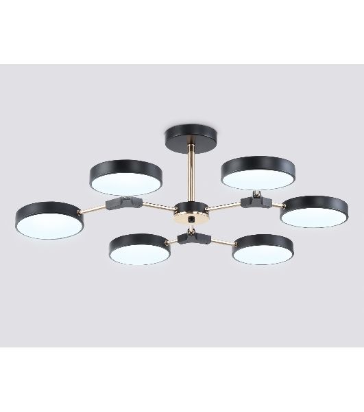 Люстра светодиодная на штанге Ambrella light FL516334/6 BK/FGD черный/золото 108W 3000-6000K D780*210 (без ПДУ)