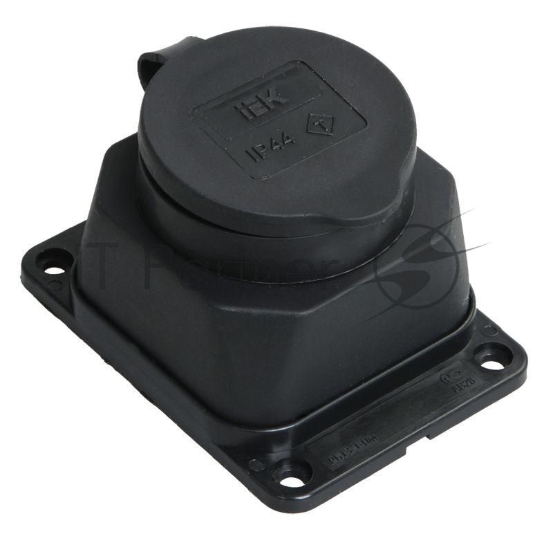 Розетка кабельная наружной установки IР44 16А 2Р+E каучук ОМЕГА IEK PKR11-016-2-K02